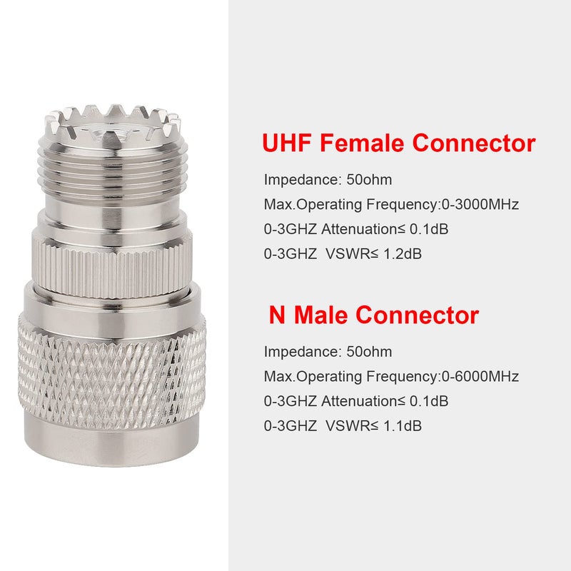 XRDS -RF N Male to UHF Female Adapter N Connector to PL-259 SO-239 Coax RF Coaxial Cable Connectors Pack of 5 (NOT for TV) - Image 2